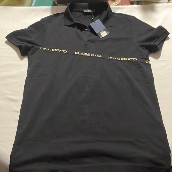 Cavalli Class Other - NWT Cavalli Size M Black and Gold Polo Shirt